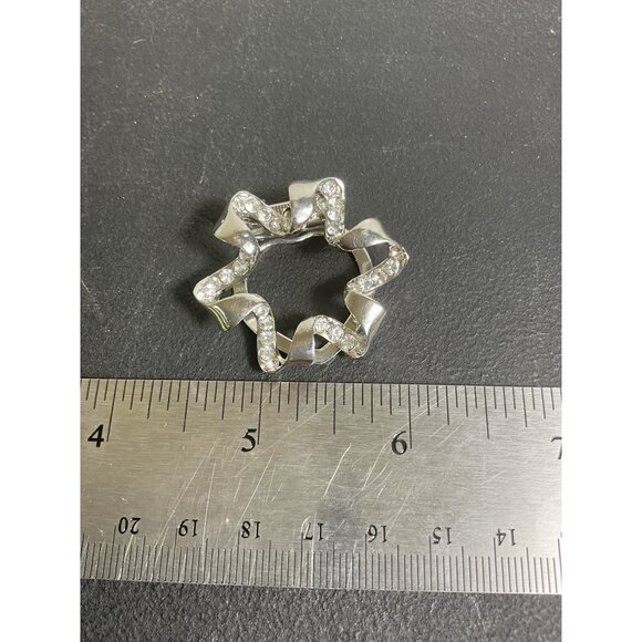 Silver Rhinestone Scarf Ring Holder Vintage Starburst Design Decorative - Picture 5 of 6